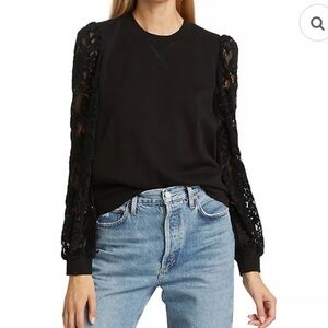 Cami NYC Risa Lace Sleeve Crewneck Sweatshirt Size Small